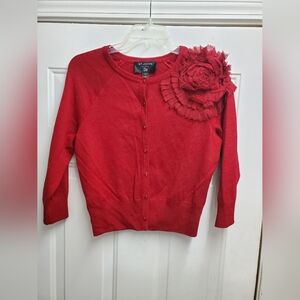 St John Sweater Womens M Santana Knit Cardigan Saks Fifth Avenue USA Deep Red